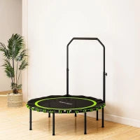 Trampolino Fitness con corrimano regolabile, per Interni ed Esterni, in Acciaio e Plastica, Verde