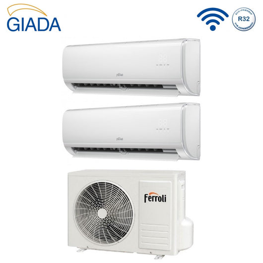Climatizzatore Condizionatore Ferroli Dual Split Inverter serie GIADA M 12+12 con 27-3 R-32 Wi-Fi Integrato 12000+12000