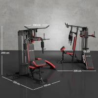 Stazione Fitness Multifunzione per Allenamento del Corpo, in Acciaio e PU, 225x175x200 cm, Nero