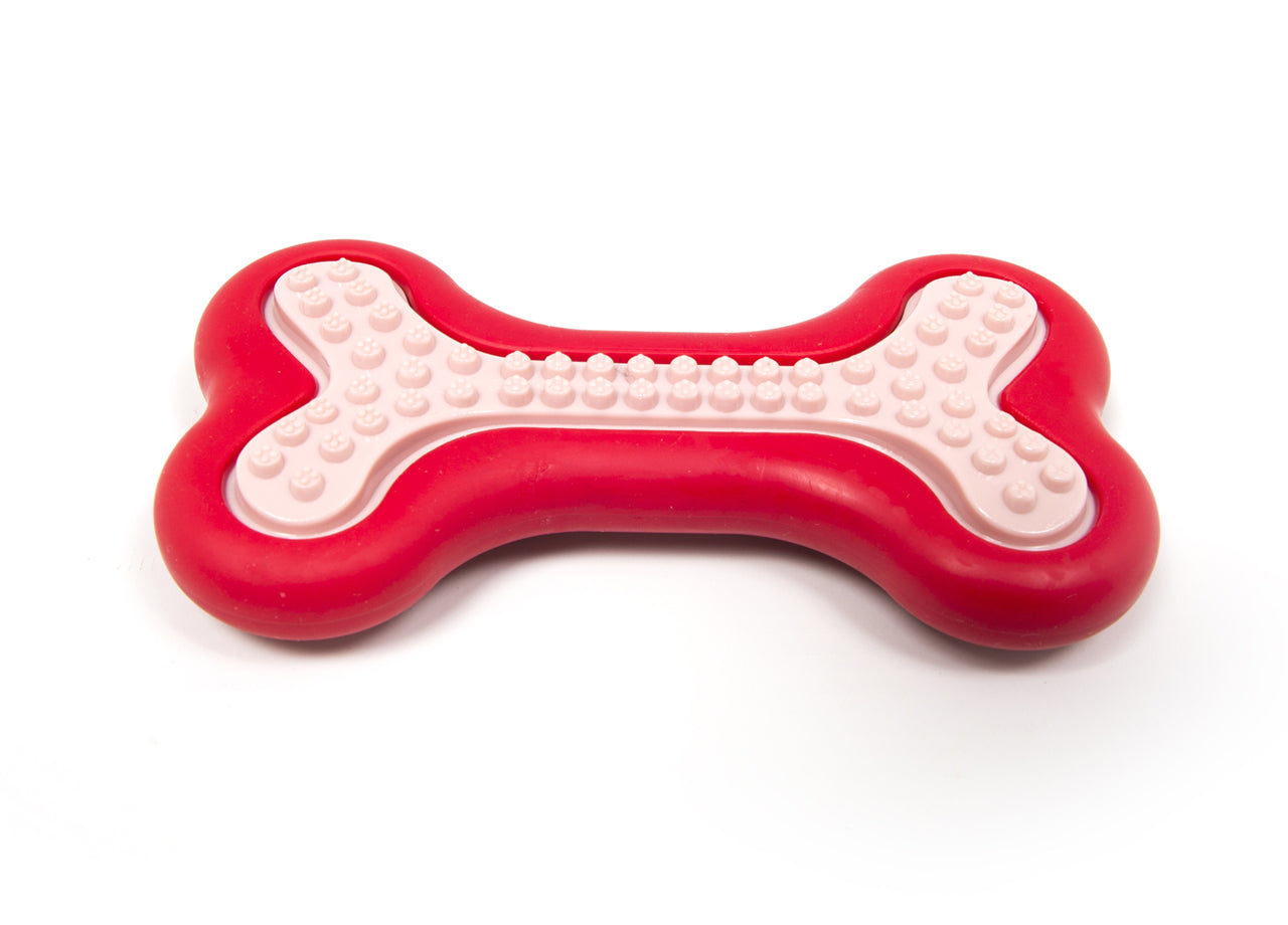 Gioco Pet Resistente Per Animali Domestici Con Effetti Sonori Modello Osso Rosso - 1 Pezzo - Rosso