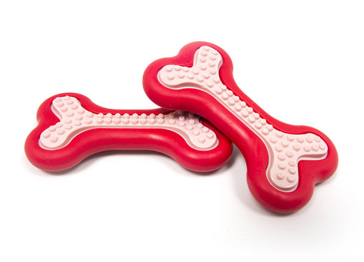 Gioco Pet Resistente Per Animali Domestici Con Effetti Sonori Modello Osso Rosso - Set 2 Pezzi - Rosso