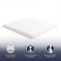 The White Stone Topper 180 x 200 in Memory Foam con Altezza di 5 cm | Traspirante e Anallergico | Prodotto in Italia