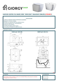 Coppia Sanitari Sospesi Rimless senza brida linea squadrata dimensioni ridotte coprivaso soft-close  
