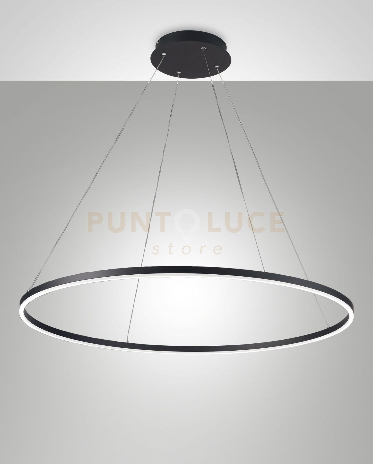 GIOTTO SOSPENSIONE NERA 1 LUCE D.100CM A LED 3000K - 60W - 6300 lm DIMMERABILE SMART C/ACC