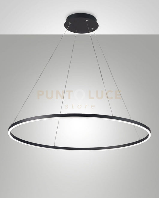 GIOTTO SOSPENSIONE NERA 1 LUCE D.100CM A LED 3000K - 60W - 6300 lm DIMMERABILE SMART C/ACC