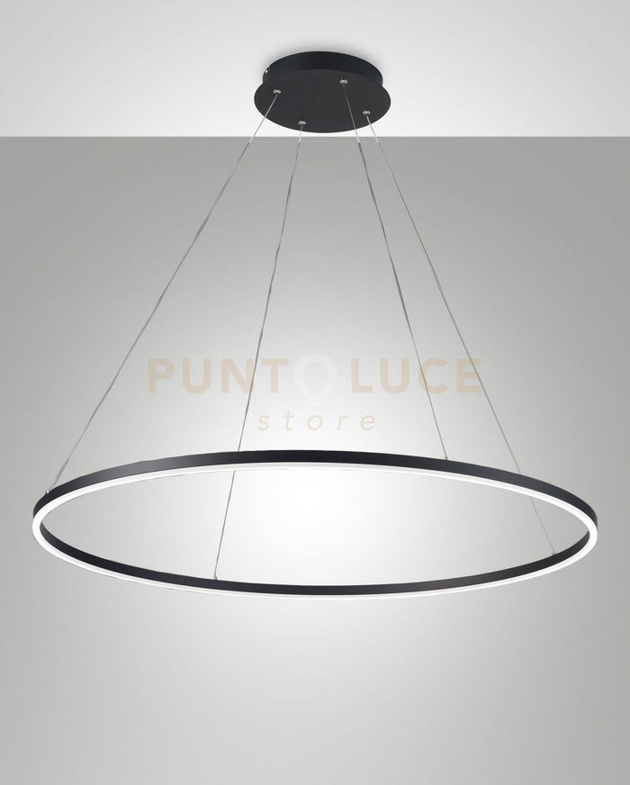 GIOTTO SOSPENSIONE NERA 1 LUCE D.100CM A LED 3000K - 60W - 6300 lm DIMMERABILE SMART C/ACC
