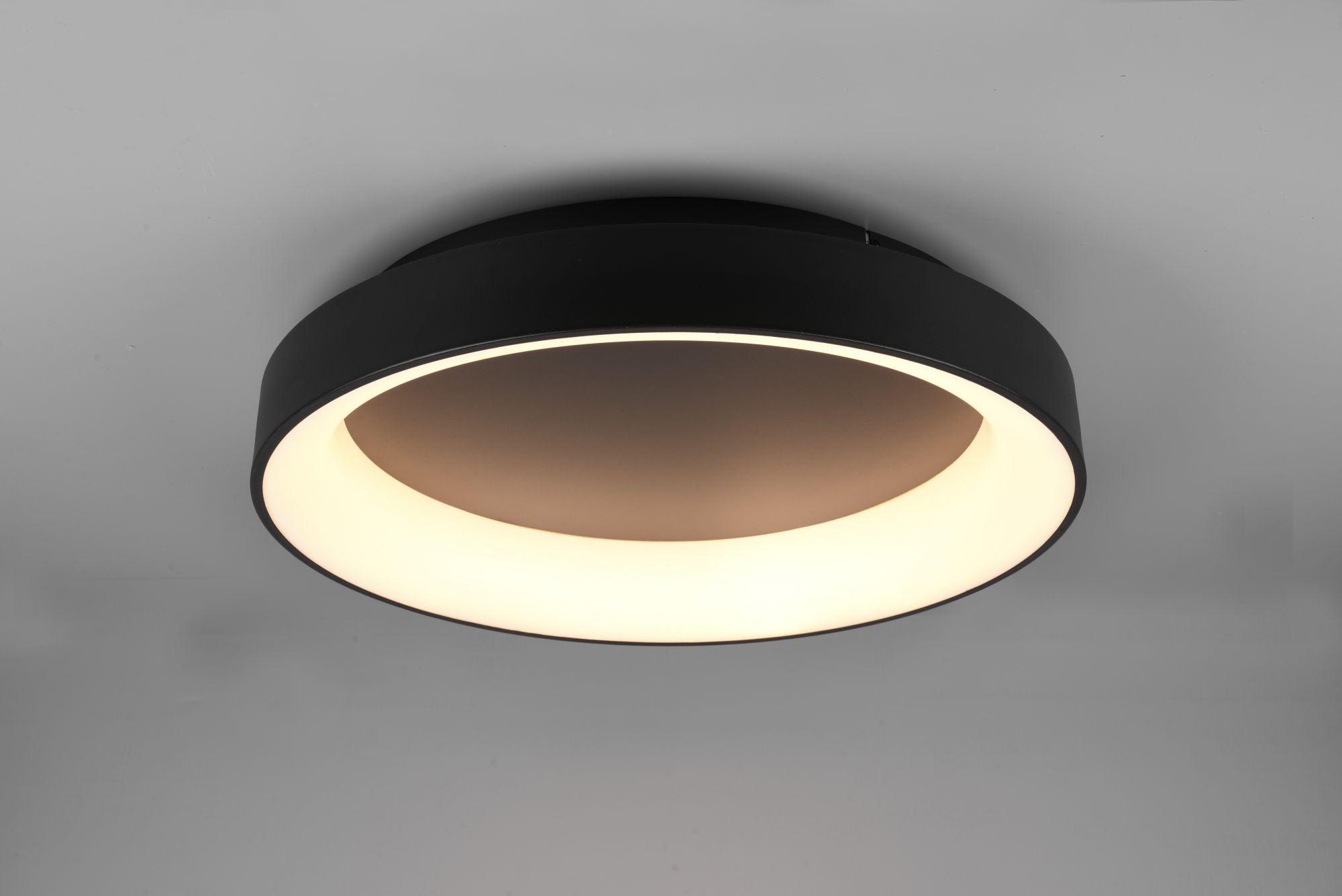GIRONA PLAFONIERA LED 48W 5600lm, 2700 - 6000K METALLO NERO OPACO CON TELECOMANDO MULTIFUNZIONE D. 60CM DIMMERABILE