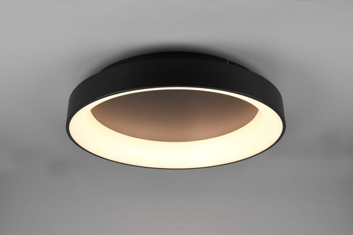 GIRONA PLAFONIERA LED 48W 5600lm, 2700 - 6000K METALLO NERO OPACO CON TELECOMANDO MULTIFUNZIONE D. 60CM DIMMERABILE