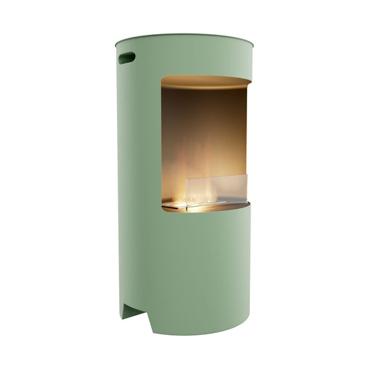 Giulio Cesare - Camino a Bioetanolo da Pavimento Ø40x80 cm di Design da Interno per Arredo in Acciaio Inox Salvia