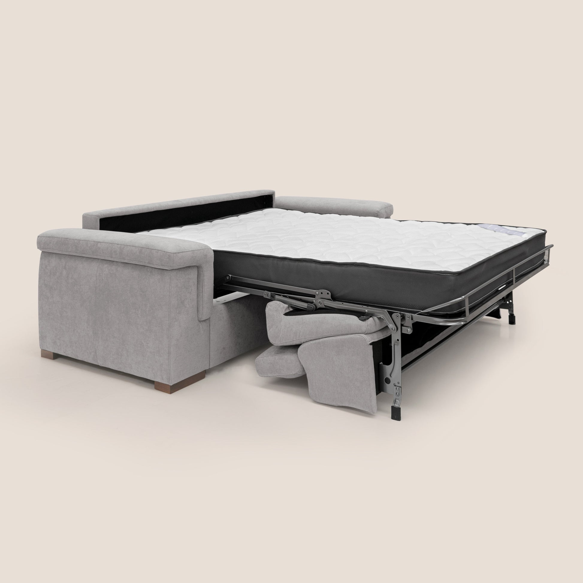 Divano Letto 3 Posti 200x100x95 cm in Tessuto Grigio Chiaro