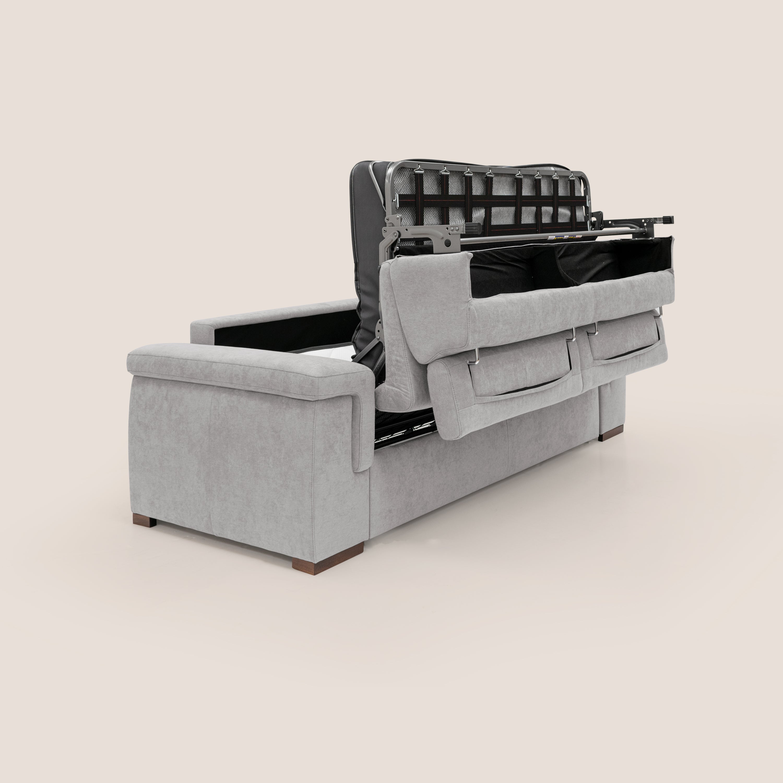 Divano Letto 3 Posti 200x100x95 cm in Tessuto Grigio Chiaro