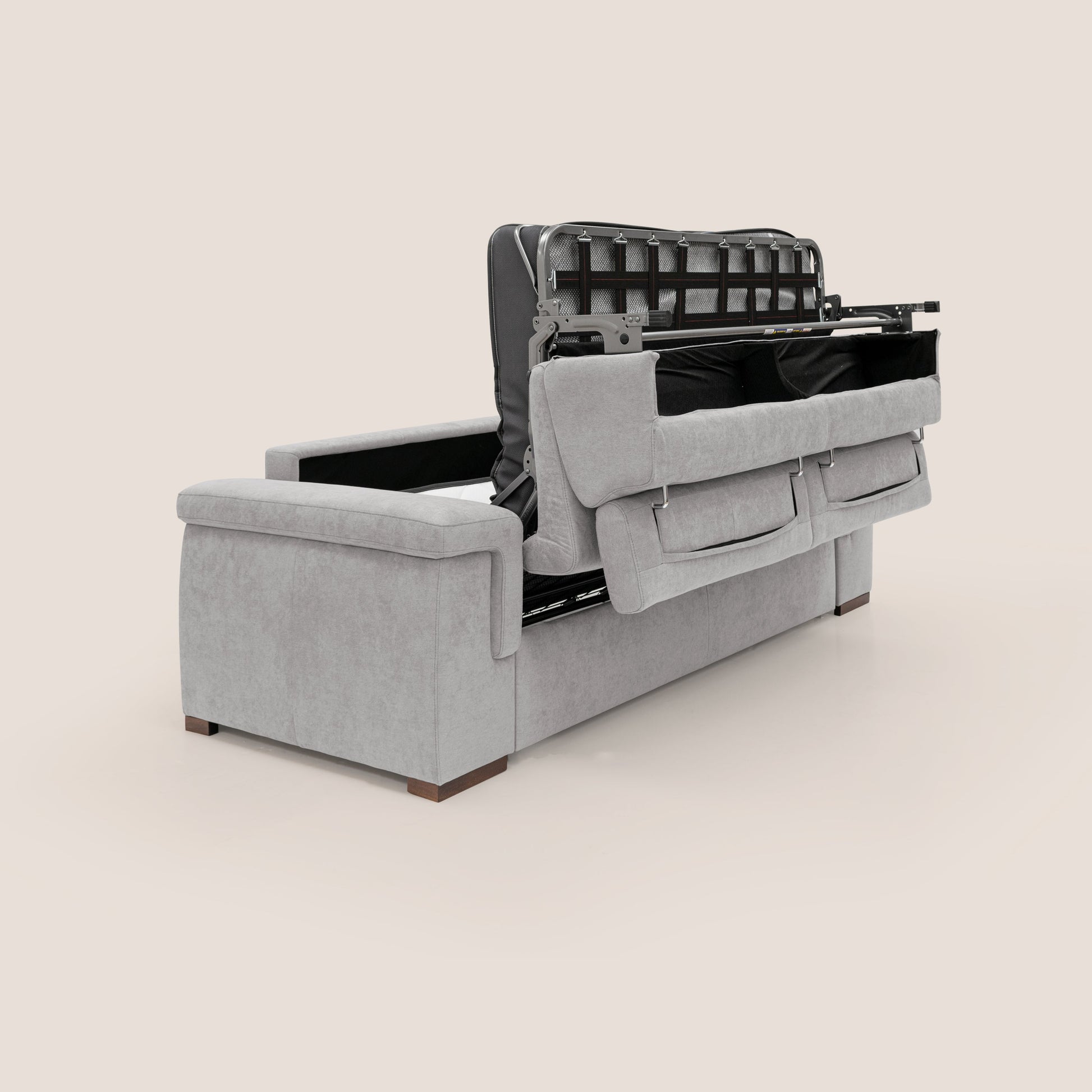 Divano Letto 3 Posti 240x100x95 cm in Tessuto Grigio Chiaro