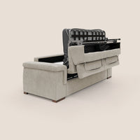 Divano Letto 3 Posti 220x100x95 cm in Tessuto Panna