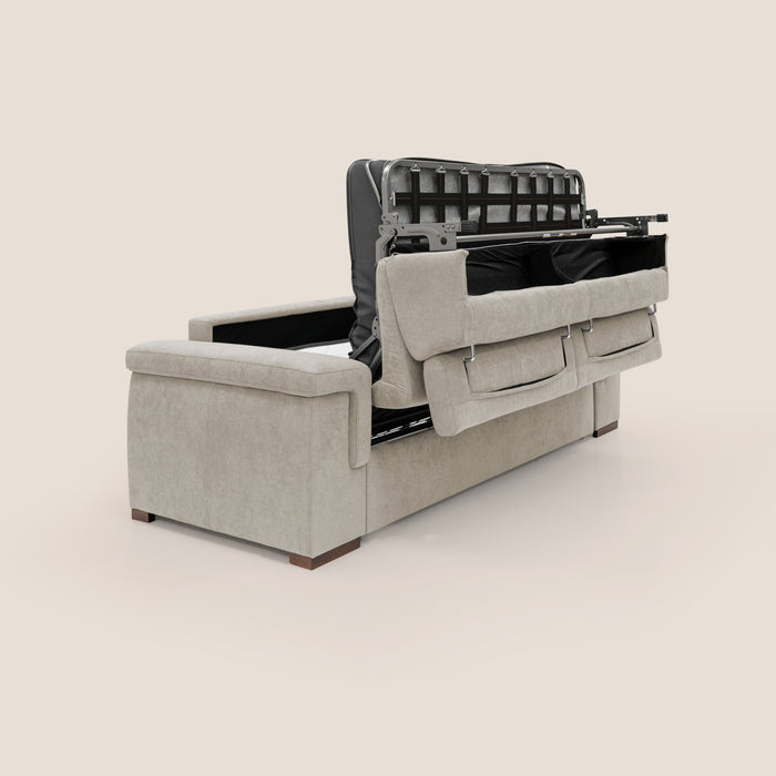 Divano Letto 3 Posti 240x100x95 cm in Tessuto Panna