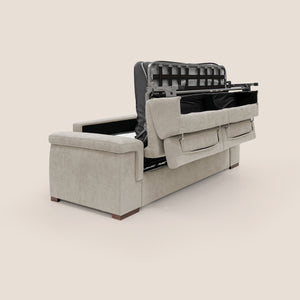 Divano Letto 3 Posti 220x100x95 cm in Tessuto Panna
