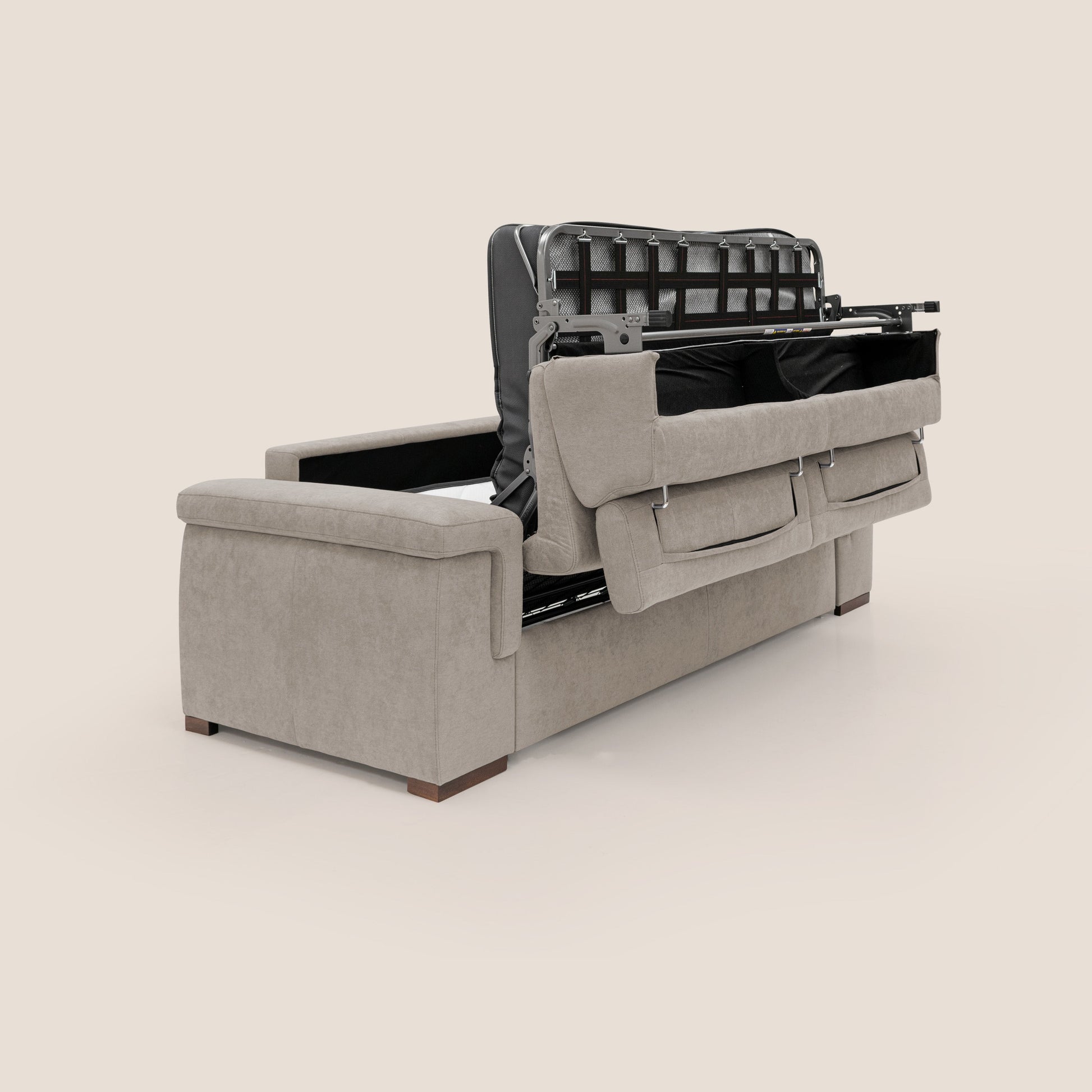Divano Letto 3 Posti 220x100x95 cm in Tessuto Beige