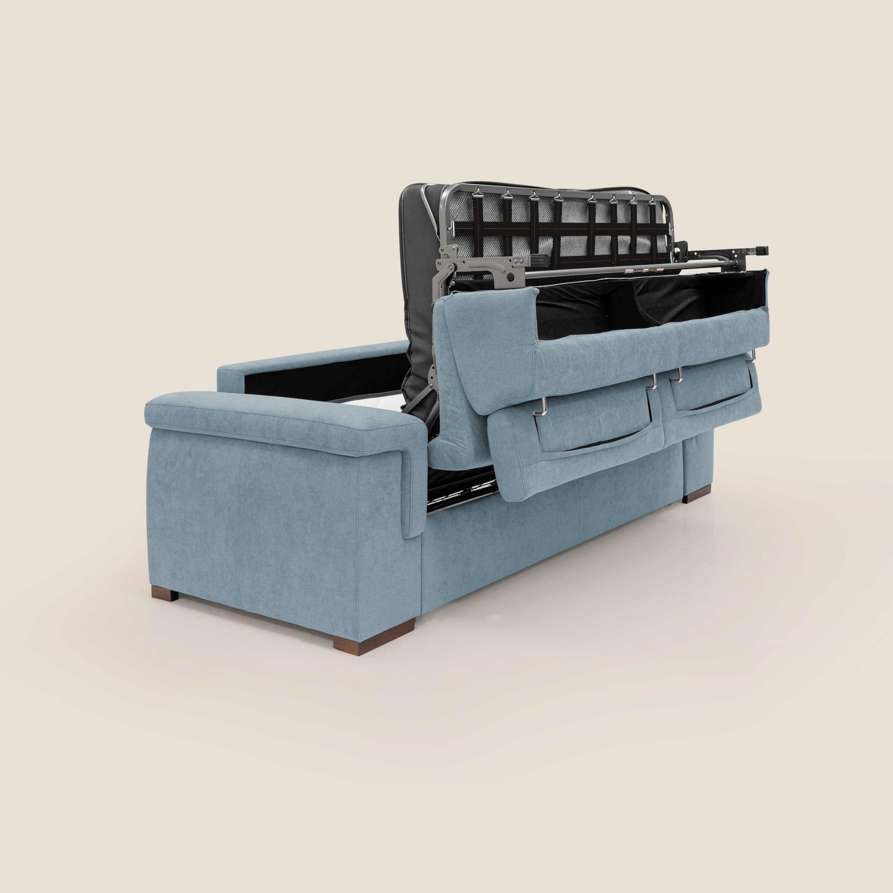 Divano Letto 3 Posti 220x100x95 cm in Tessuto Carta Da Zucchero