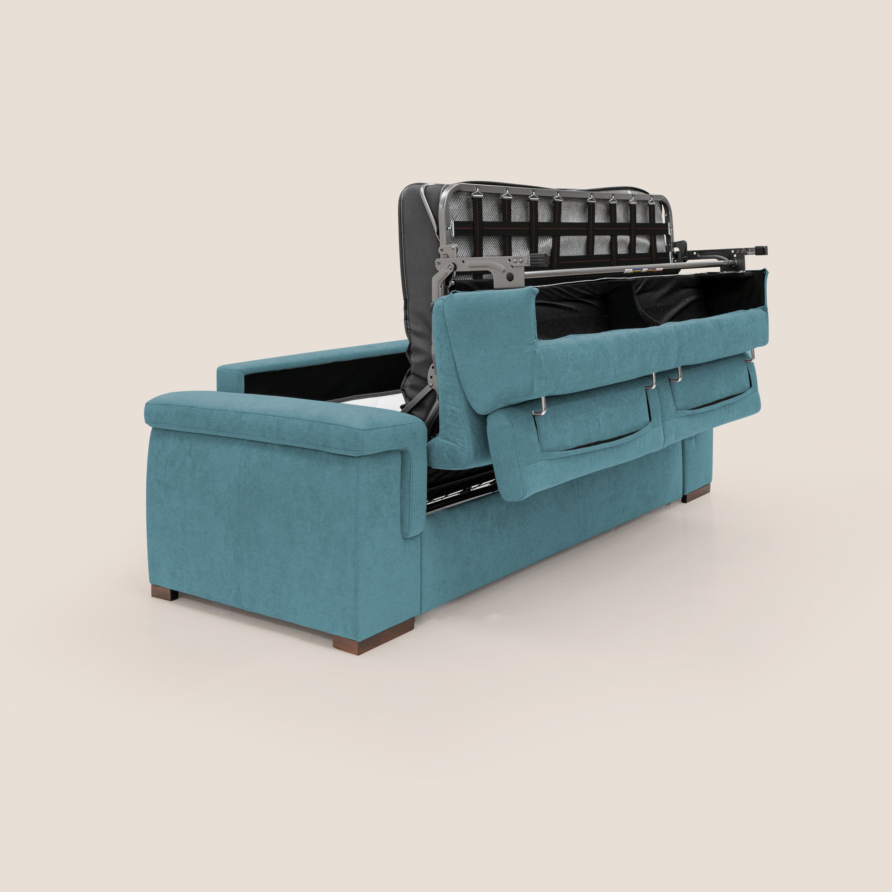 Divano Letto 3 Posti 220x100x95 cm in Tessuto Azzurro