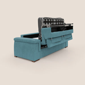 Divano Letto 3 Posti 220x100x95 cm in Tessuto Azzurro