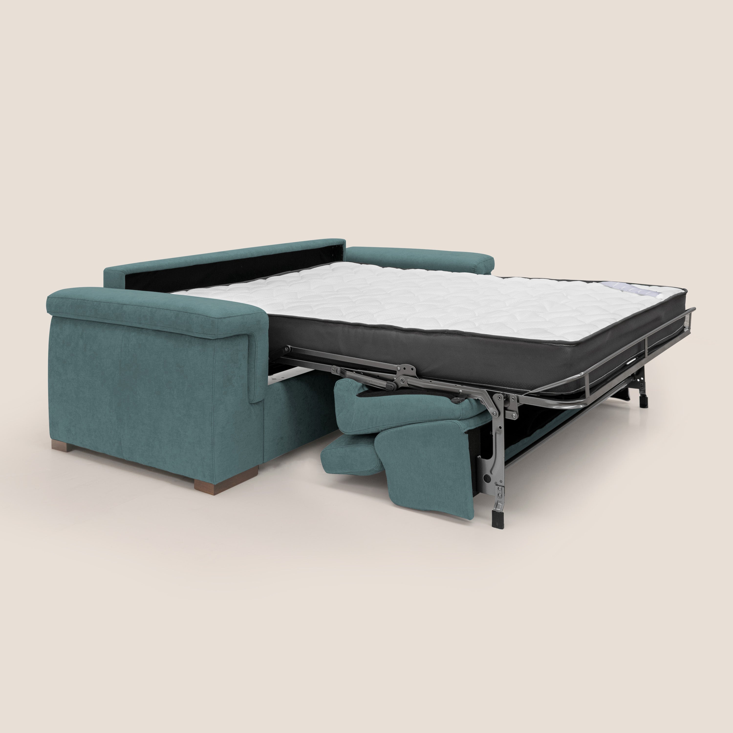Divano Letto 3 Posti 240x100x95 cm in Tessuto Petrolio