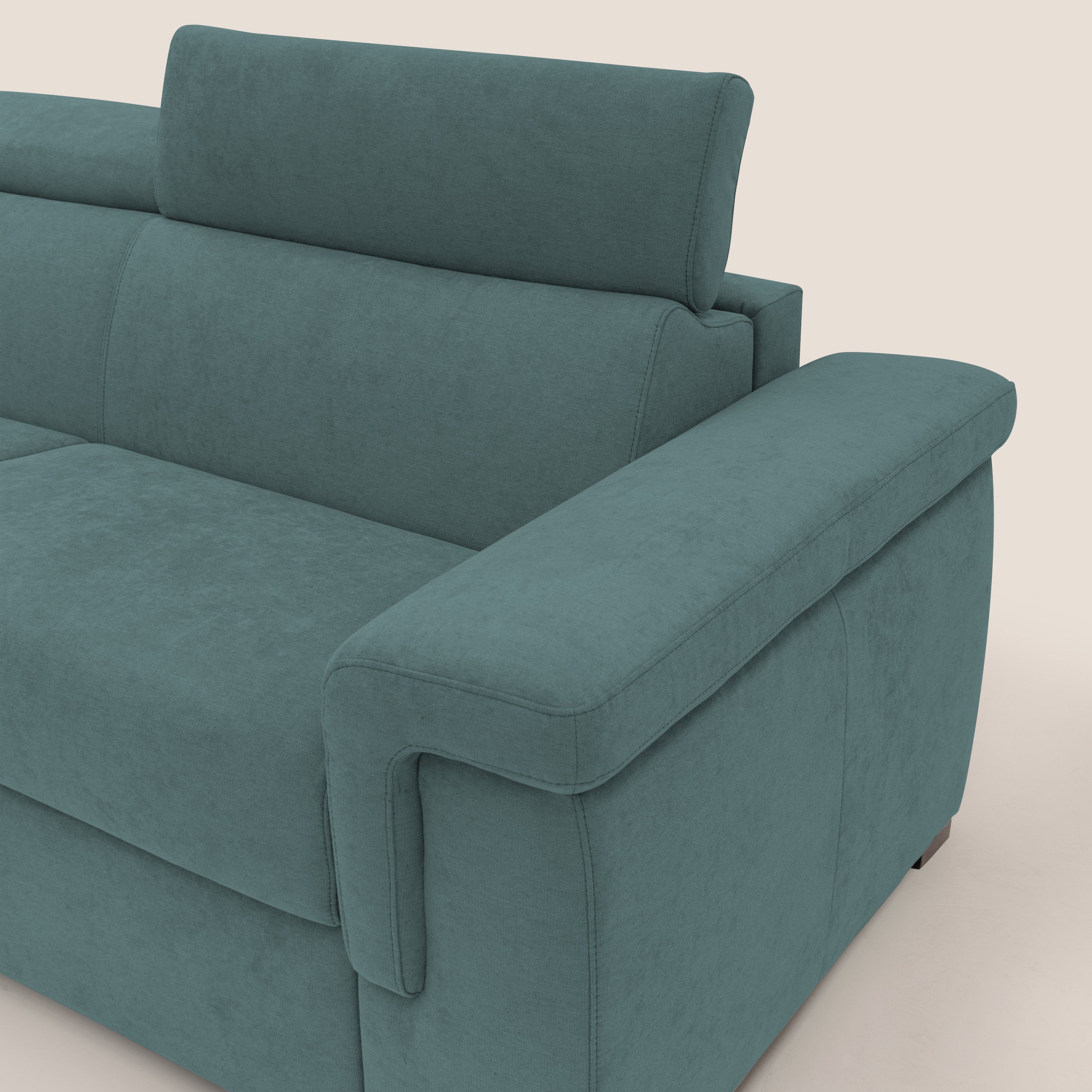 Divano Letto 3 Posti 220x100x95 cm in Tessuto Petrolio