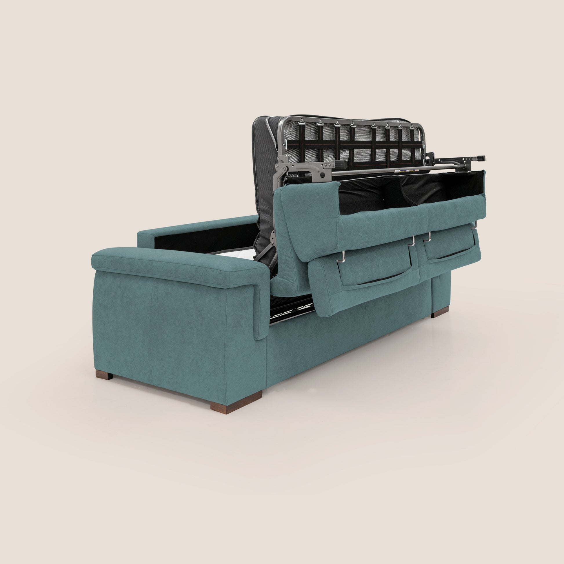 Divano Letto 3 Posti 220x100x95 cm in Tessuto Petrolio