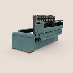 Divano Letto 3 Posti 220x100x95 cm in Tessuto Petrolio