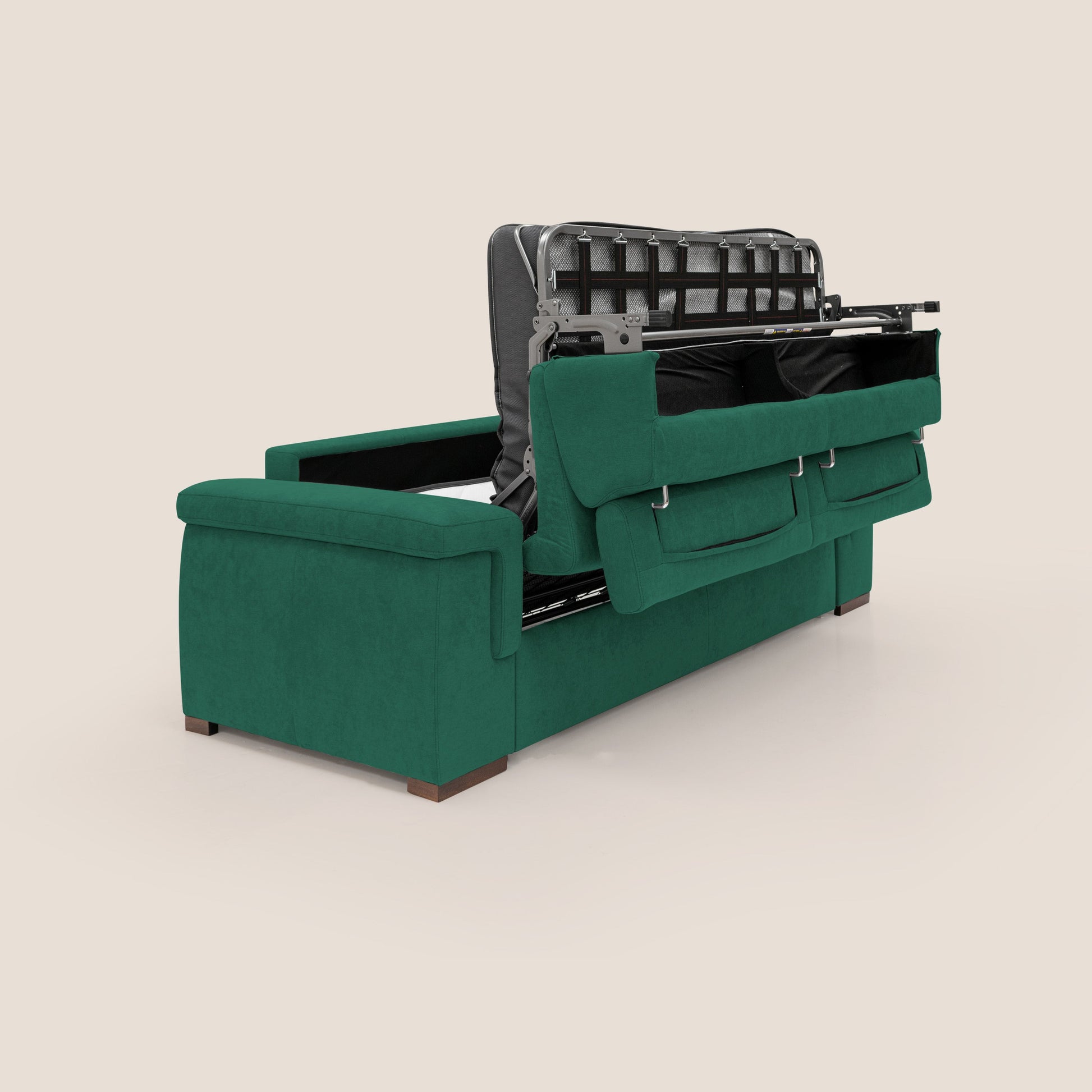 Divano Letto 3 Posti 220x100x95 cm in Tessuto Verde