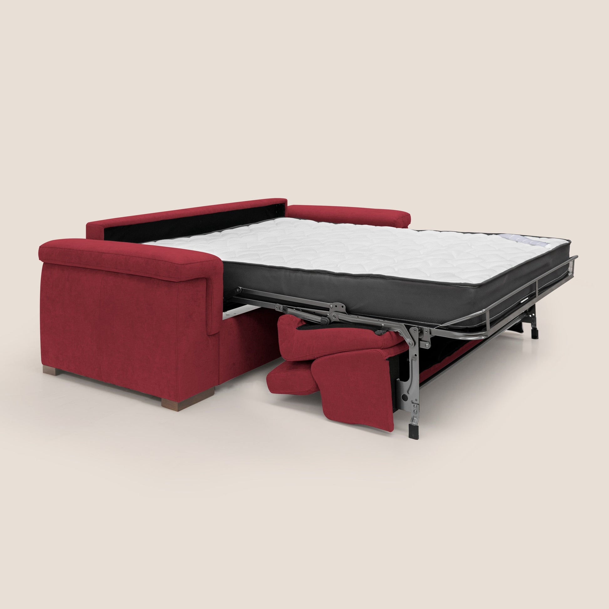 Divano Letto 3 Posti 220x100x95 cm in Tessuto Rosso