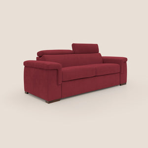 Divano Letto 3 Posti 220x100x95 cm in Tessuto Rosso