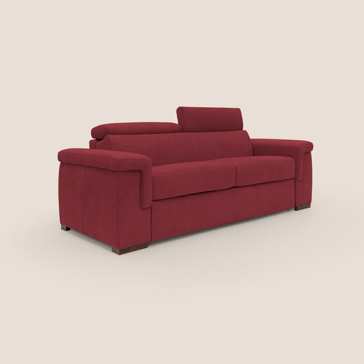 Divano Letto 3 Posti 220x100x95 cm in Tessuto Rosso