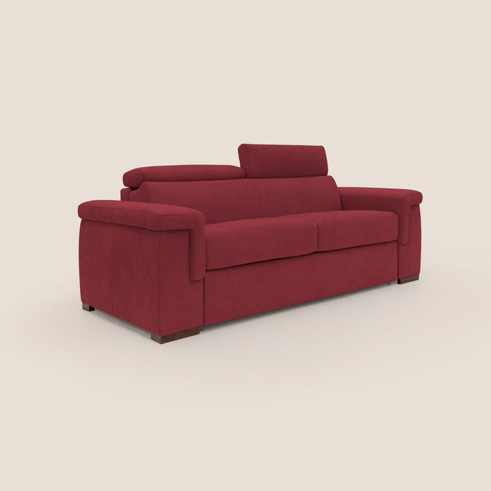 Divano Letto 3 Posti 240x100x95 cm in Tessuto Rosso