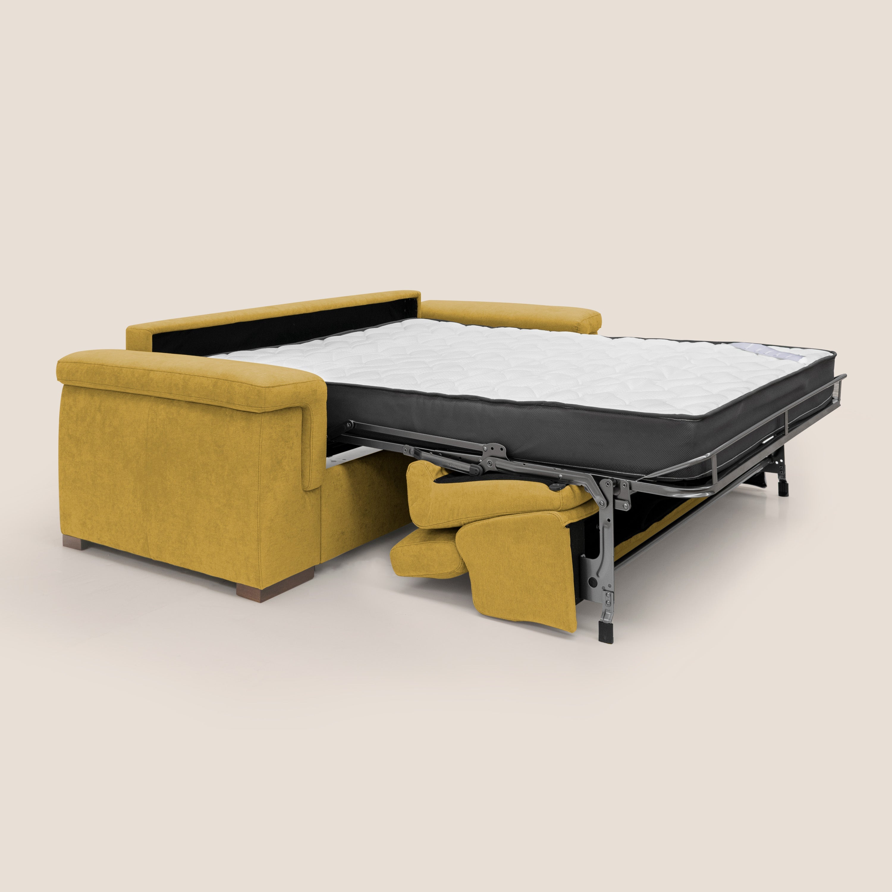 Divano Letto 3 Posti 200x100x95 cm in Tessuto Giallo
