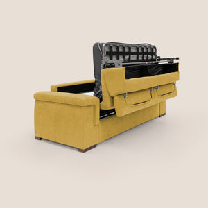 Divano Letto 3 Posti 220x100x95 cm in Tessuto Giallo