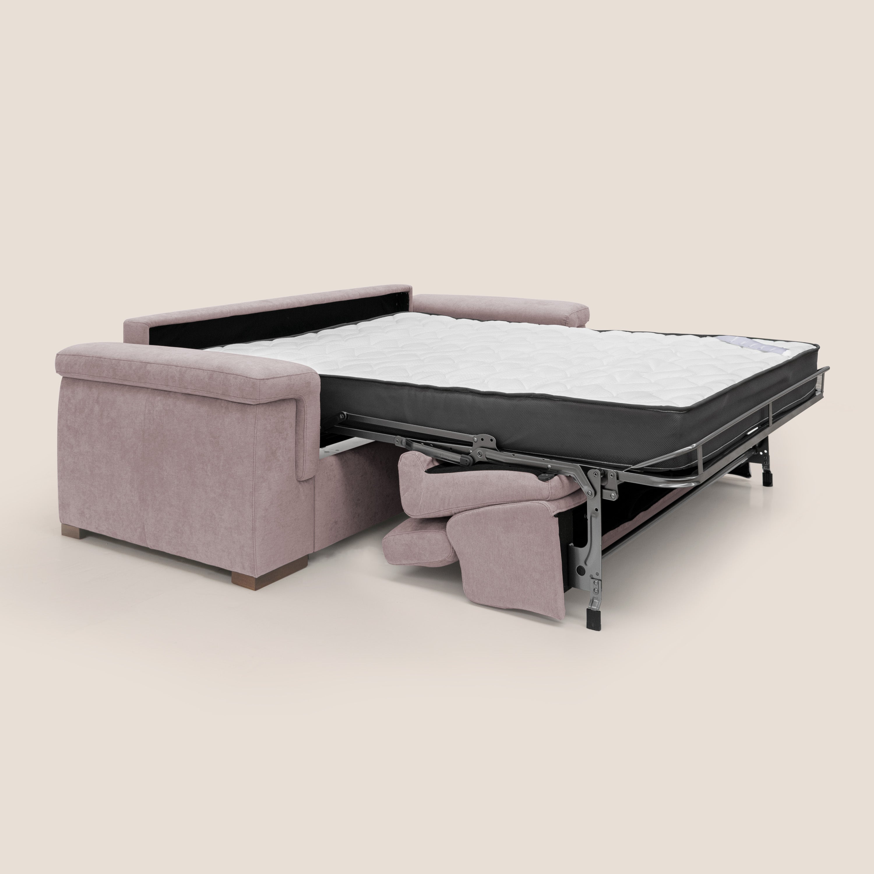 Divano Letto 3 Posti 240x100x95 cm in Tessuto Rosa