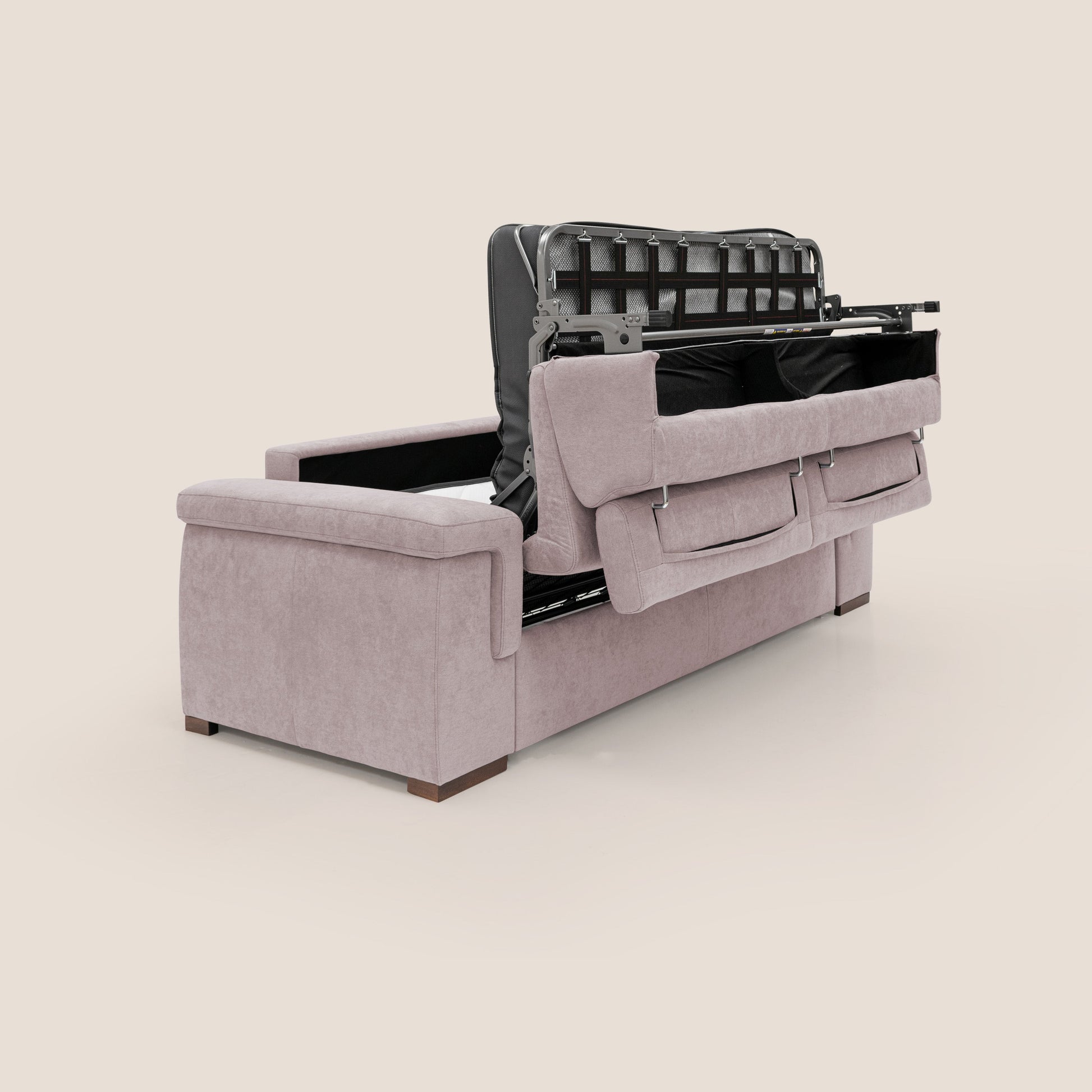 Divano Letto 3 Posti 220x100x95 cm in Tessuto Rosa