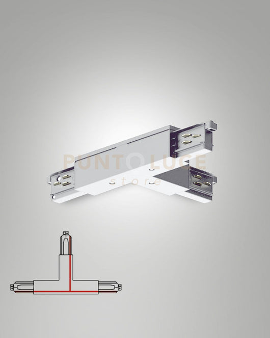 GIUNTO A "T" POLO ESTERNO DESTRO/TERRA INTERNO SINISTRO BIANCO PERSISTEMA BINARIO TRACK