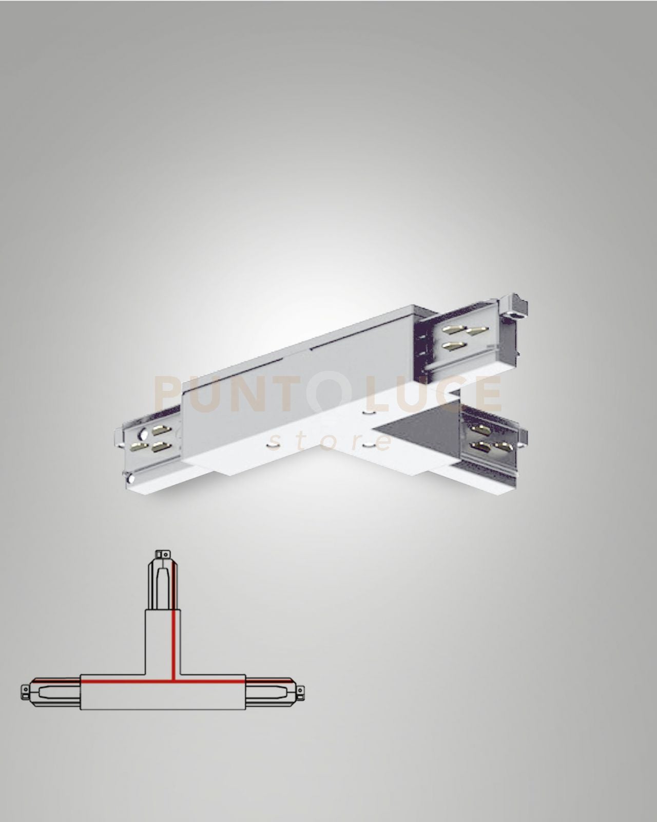 GIUNTO A "T" POLO INTERNO DESTRA/TERRA ESTERNO SINISTRA SISTEMA BINARIO TRACK BIANCO