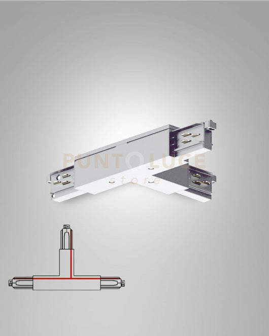 GIUNTO A "T" POLO INTERNO DESTRA/TERRA ESTERNO SINISTRA SISTEMA BINARIO TRACK BIANCO