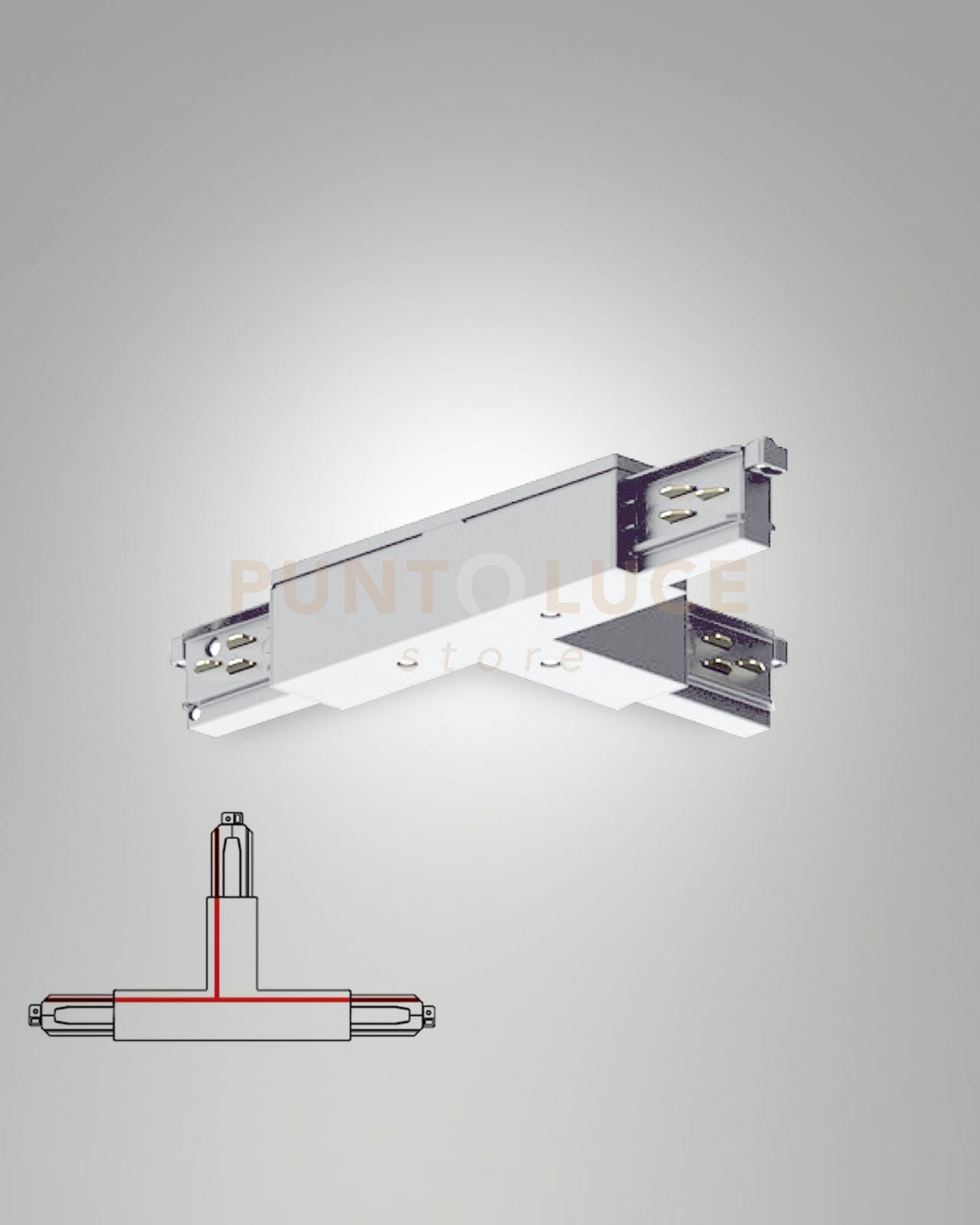 GIUNTO A "T" POLO INTERNO SINISTRA /TERRA ESTERNO DESTRA BIANCO SISTEMA BINARIO TRACK
