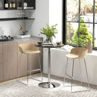 Tavolo Alto da Bar con Altezza Regolabile, Piano Girevole e Base in Acciaio, Ø60x69-91cm, Marrone