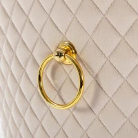 Set di 4 sedie design con decorazioni in rivetti e anelli rotondi unici, imbottite in velluto, 51×65,5×95 cm, Beige