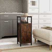 Comodino Industriale con 2 Ripiani e Scaffale Interno Regolabile, in Legno e Acciaio, 34x30x80 cm, Marrone