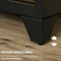 Armadietto Metallico Stile Industriale a un'Anta per Ingresso e Camera, 43x50x180cm, Nero