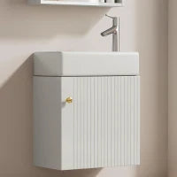 Mobile da bagno con lavabo e mobiletto sottolavabo sospeso, con spazio contenitore, 46x26x56 cm, Bianco