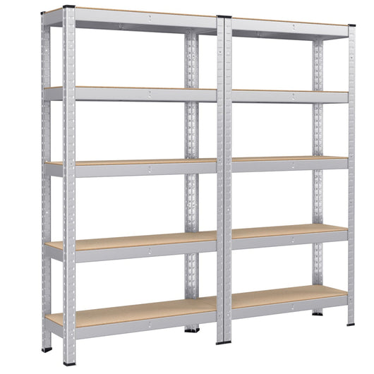 Scaffale per carichi pesanti a 5 ripiani 150 x 75 x 30 cm Carico totale 650 kg (130 kg/ripiano) Scaffale in stile industriale Ripiani regolabili per soggiorno Cucina Grigio 12_0005445