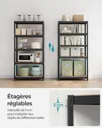 Scaffalatura metallica per carichi pesanti 180 x 90 x 40 cm 5 livelli carico totale 875 kg (175 kg/livello) ripiano portaoggetti ripiani regolabili per garage cantina nero 12_0...