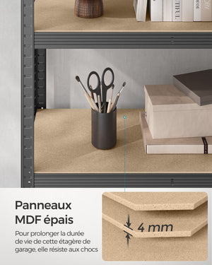 Scaffalatura metallica per carichi pesanti 180 x 90 x 40 cm 5 livelli carico totale 875 kg (175 kg/livello) ripiano portaoggetti ripiani regolabili per garage cantina grigio 12_0...