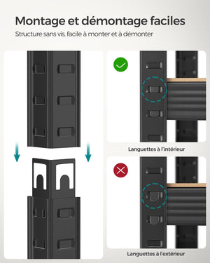 Scaffalatura metallica per carichi pesanti 200 x 100 x 50 cm 5 livelli carico totale 875 kg (175 kg/livello) ripiano portaoggetti ripiani regolabili per garage cantina nero 12_0005598