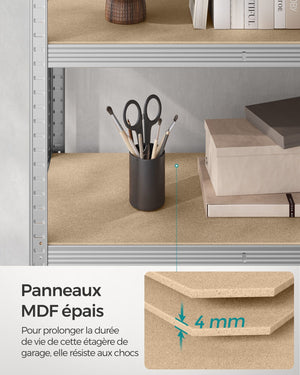 Scaffalatura metallica per carichi pesanti 200 x 100 x 50 cm 5 livelli carico totale 875 kg (175 kg/livello) ripiano portaoggetti ripiani regolabili per garage cantina nero 12_0005590